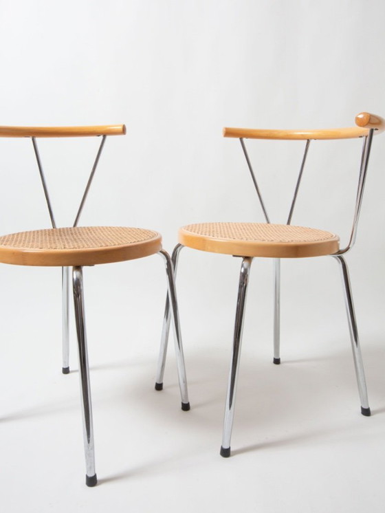 Image 1 of Sedie in rattan con cromature, nello stile di Cesca