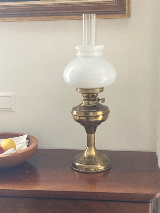 Antica lampada a olio in rame – tafellampen, Copper (photo 2 of 6)