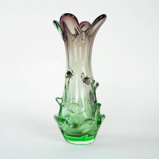 Image 1 of Groene vaas, Murano glas, jaren 60, gemaakt in Italië