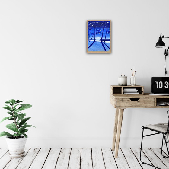 Image 1 of Ultramarine blue acrylic on cardboard with a gesso/acrylic ground.
Size: 40 x 30 cm.