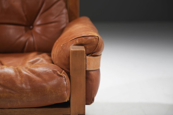 Image 1 of Vintage S15 fauteuils van leer, ontworpen door Pierre Chapo - Atelier Chapo, Frankrijk, 1967.