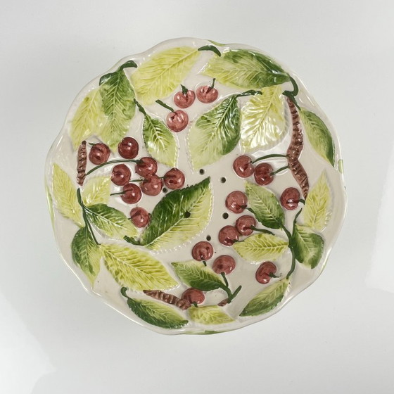Image 1 of Cherry-patterned earthenware colander, 1980/90