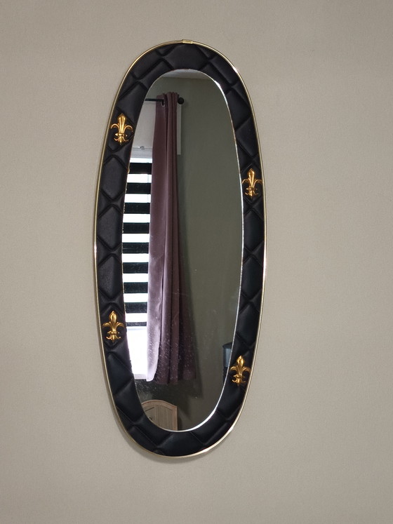 Image 1 of Specchio ovale vintage nero e oro