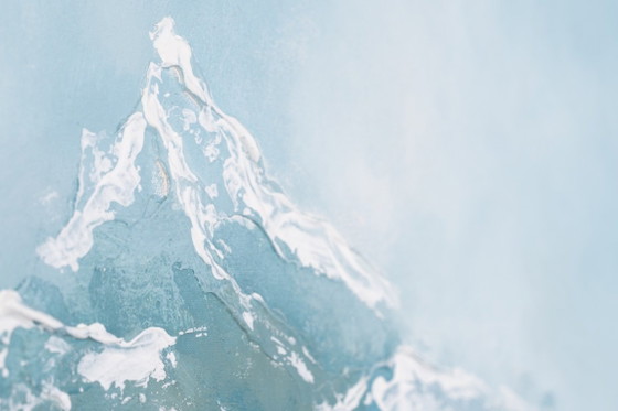 Dramatic Original Acrylic Painting - Snowy Mountain and Forest Scene - Mystery High III – Paintings & Drawings (photo 7 of 7)