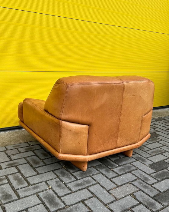 Image 1 of Fauteuil lounge vintage en cuir cognac