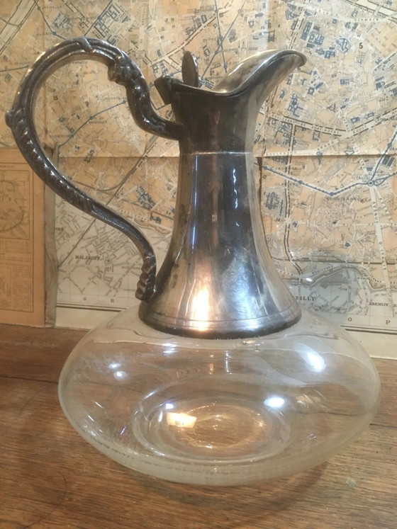 Brocca in vetro e metallo argentato – Bicchieri e caraffe, Glass, Vintage (photo 8 of 8)