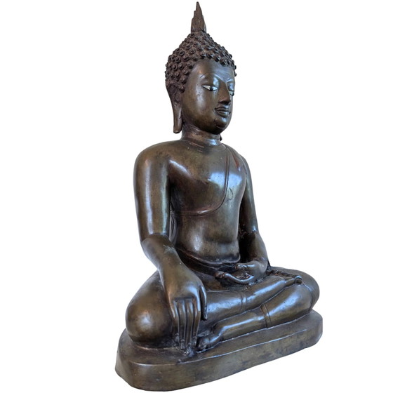 Museum-Quality Lan Xang Masterpiece – Fire-Gilded Bronze with Inlaid Ivory – 46 cm – Sculpture, Gold (photo 2 of 10)