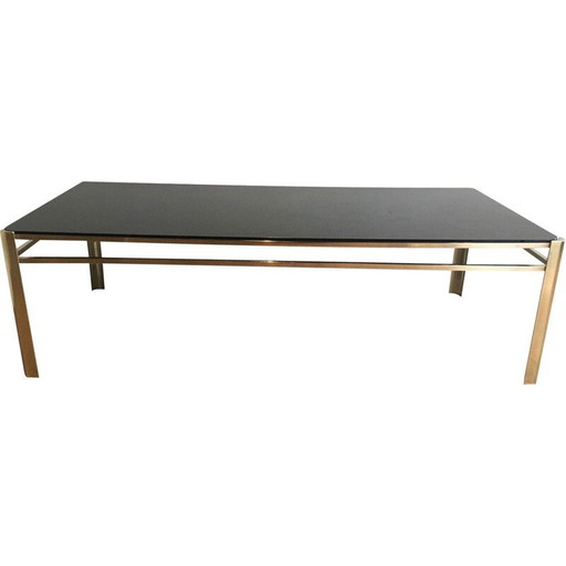 Mesa de centro vintage de bronce y latón, Francia, 1970