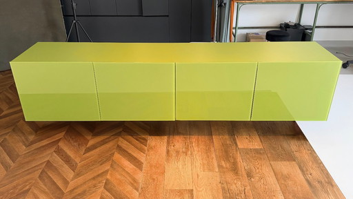 Lago ‘Amplia’ designer wall cabinet – floating sideboard in olive green