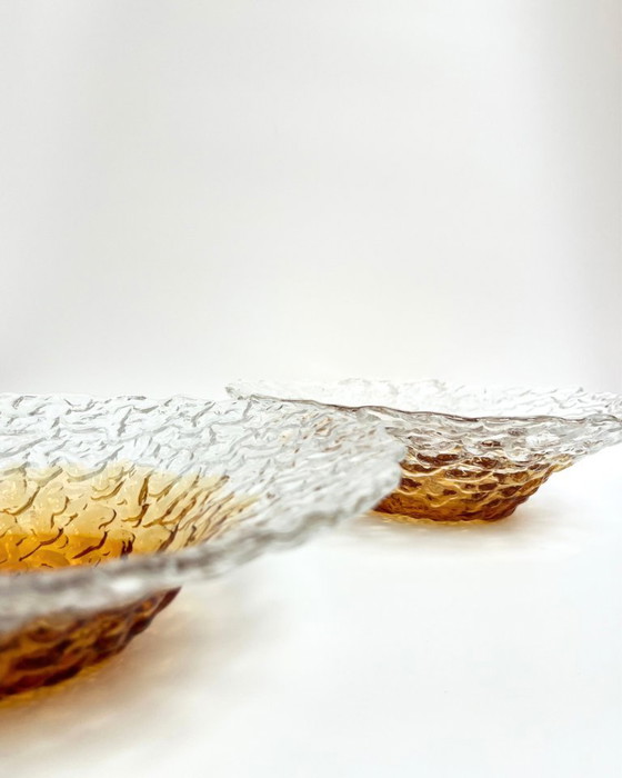 Image 1 of Set of 2 vintage textured glass bowls