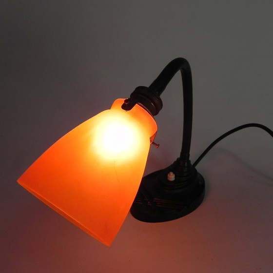 Image 1 of Lampada da scrivania ERPE con paralume in vetro arancione, anni '30