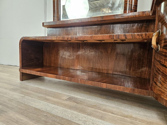 Image 1 of Art Deco kaptafel van wortelnotenhout met spiegel