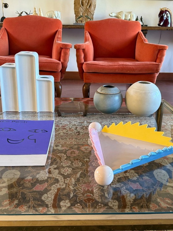 Image 1 of Postmodern ceramic centerpiece / vide poche mod. "Parana" 1st edition, Masanori Umeda, Memphis Milan Italy 1983