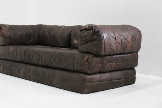 Image 1 of Vintage leren patchwork sofa  daybed jaren 70