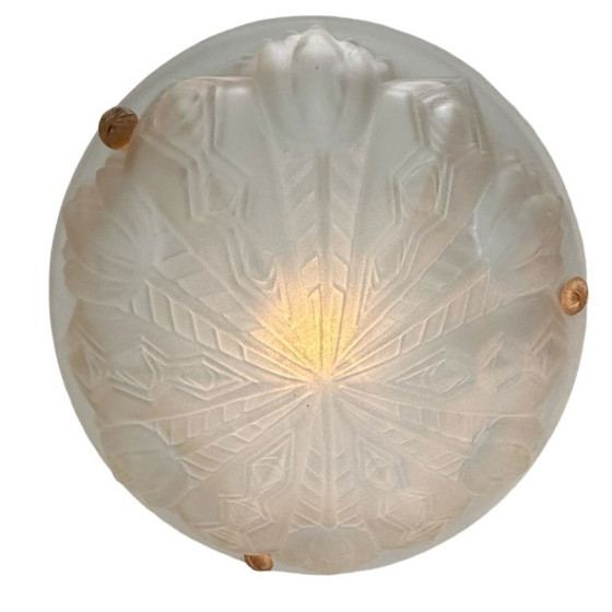 Image 1 of Art Deco - Ceiling fixture - France - In the style of Degue - Matt glass