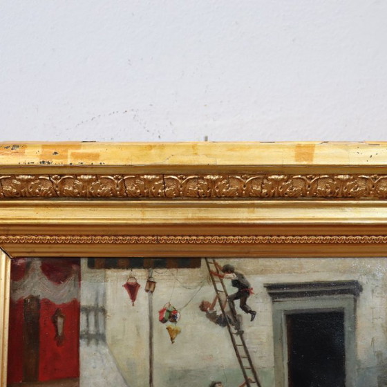 Image 1 of Oil Painting on Canvas, Children Playing, Italy 19th Century