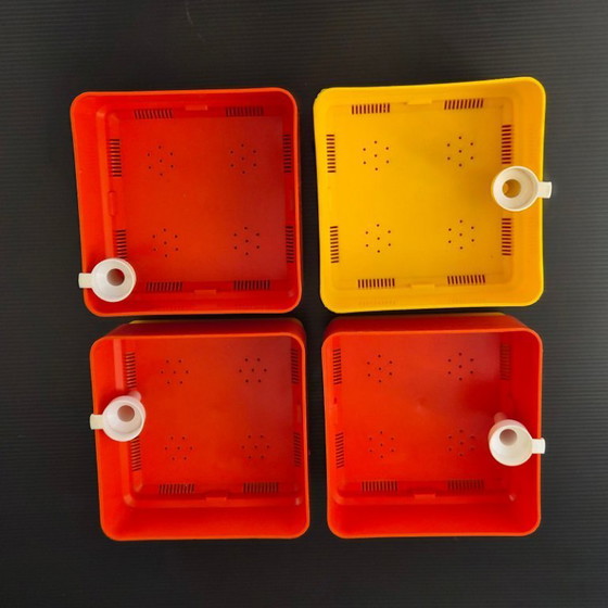 Image 1 of SUITE OF 4 SQUARE PLANTER PLANTS 1970 VINTAGE NENA BALSARI VASTILL BY-REFLEX 70S