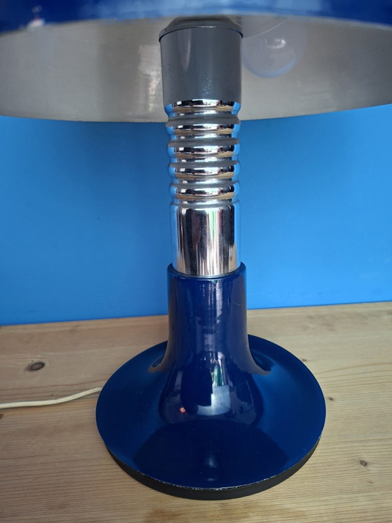Image 1 of Large deep blue Spanish mushroom table lamp