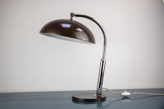 Hala Desk lamp model 144 by H. Busquet, brown metallic – Chrome (photo 3 of 10)