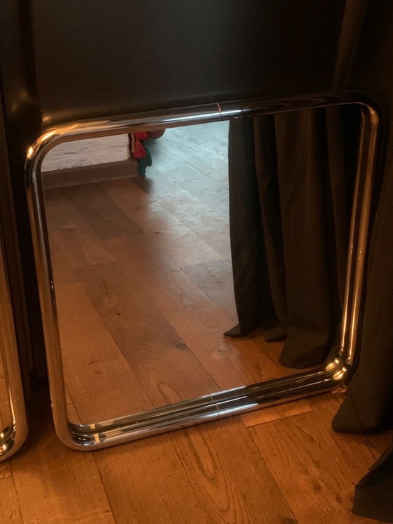 Image 1 of 2 miroirs vintage à cadre tubulaire chromé