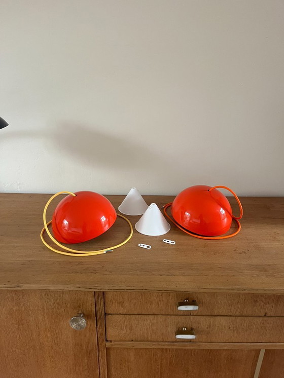 Image 1 of Set di 2 vasi da fiori vintage Louis Poulsen - Verner Panton - VP1 - Lampada dal design danese