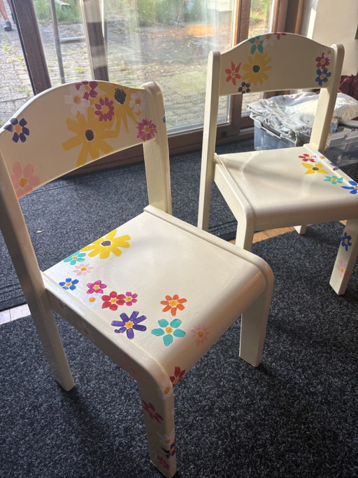 Painted Wooden Chairs or Side Table