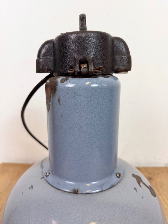 Image 1 of Industrial Grey Enamel Bauhaus Pendant Lamp, 1930s