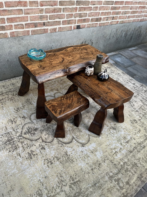 vintage brutalist wabi sabi salontafel set
