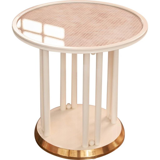 Vintage Fledermaus-Tisch aus weißem Glas und Messing von Josef Hoffmann für Wittmann, 1980