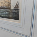 2 x nautical prints sailships in wooden frame 