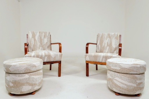 Sillas y mesas auxiliares de madera vintage jacquard beige