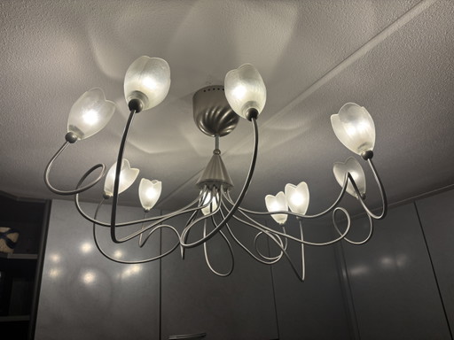 Lampadario Harco Loor ‘Tulips’ – Vintage anni '80 – hanglampen, rvs, Glass