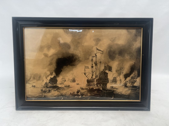 Image 1 of Schilderij (6): The Dutch burn down the English fleet before Chatham - June 20 1667