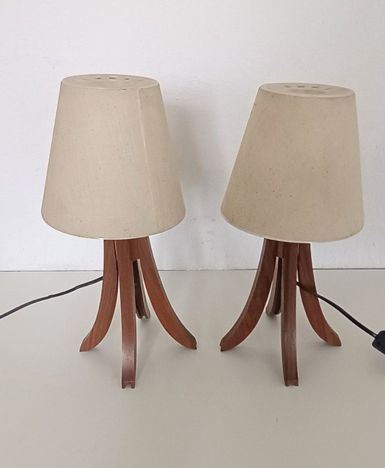 Lampes de chevet en teck de design danois – Textile, Wood (photo 2 of 9)