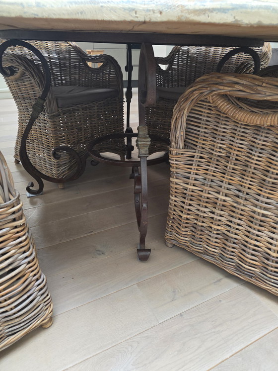 Image 1 of Vintage dining table with garden armchair