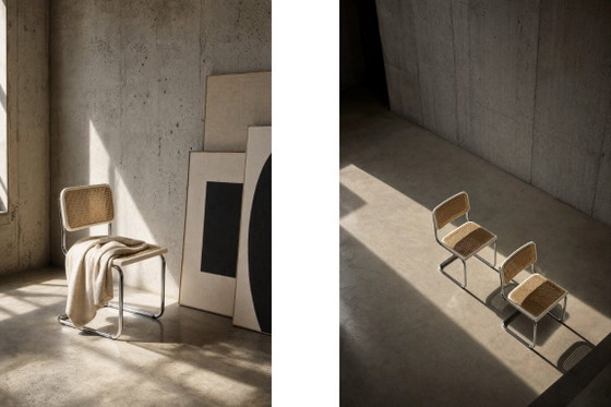 Image 1 of Chaises vintage italiennes modernes du milieu du siècle, en bois blanc et osier français, lot de 2