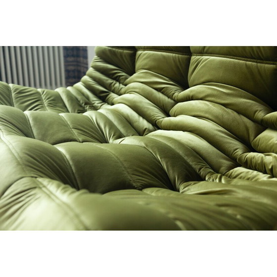 Image 1 of Ensemble salon vintage Togo en velours vert par Michel Ducaroy pour Ligne Roset, France 1970