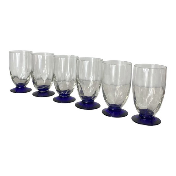 6 bicchieri Art Déco con stelo blu, 16 cl – Bicchieri e caraffe, Glass (photo 7 of 7)