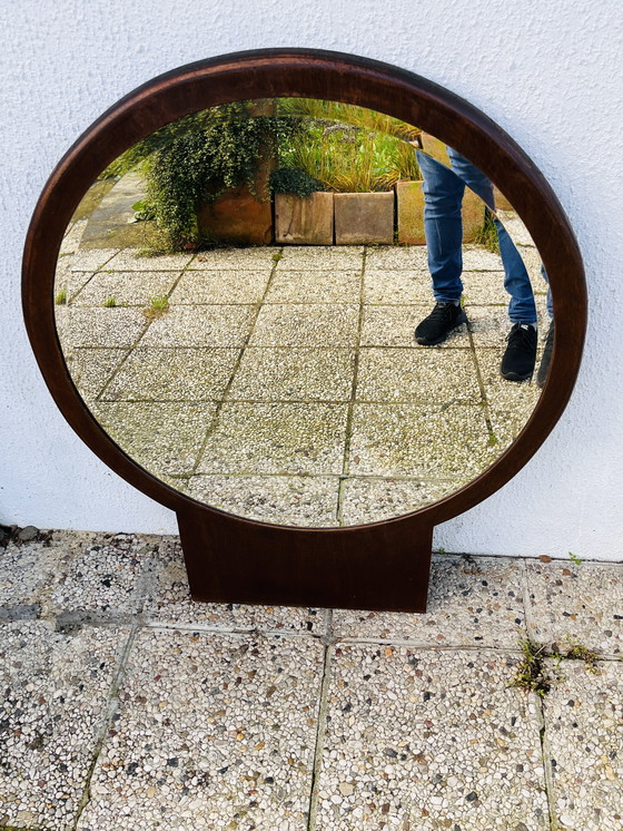 Image 1 of Miroir biseauté rond en bois
