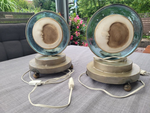 Rare Designer Table Lamps Spain Moon Handmade – tafellampen, Brass, Metal