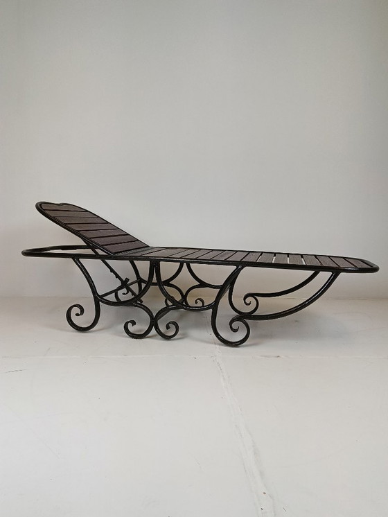 Image 1 of Bellissimo lettino da giardino antico in ferro battuto (italiano)