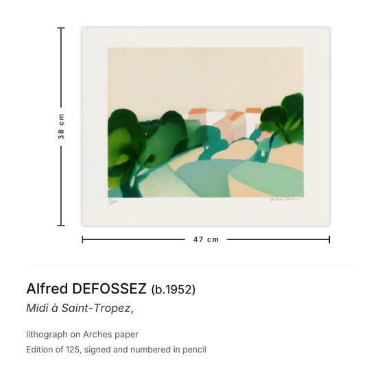 Image 1 of Alfred DEFOSSEZ Midi à Saint-Tropez Signierte Lithographie