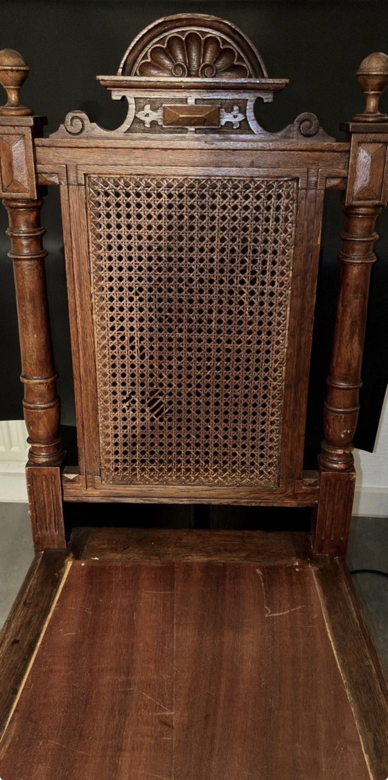 Image 1 of Chaises d'appoint de style campagnard victorien en noyer avec assises tressées, lot de 2