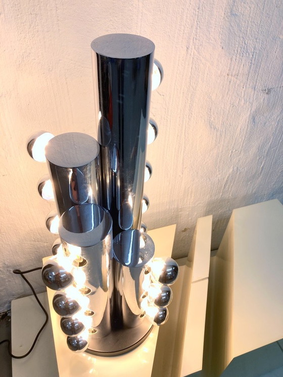 Image 1 of Rare Italian space age design table lamp column lamp 20-light 70s