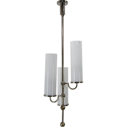 Vintage tubular 3-flame chandelier, 1930