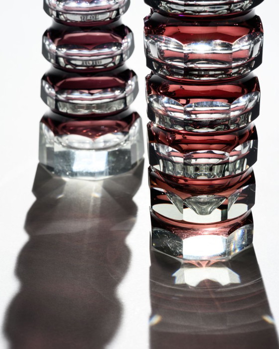 Image 1 of Block Vase Duo Ilm-Kristall GDR Attributed Josef Hoffmann Oldřich Lipský Exbor