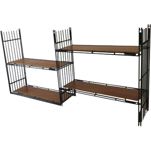 Scaffale vintage Multistrux in teak e ferro di Multimueble, Spagna 1960