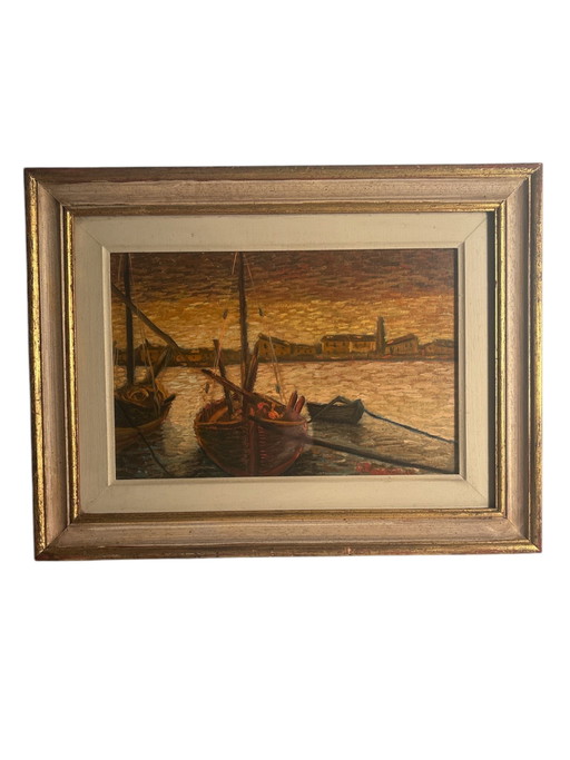 Oil Painting on Canvas Board of Castiglione della Pescaia by Ado Ragazzini – schilderijen tekeningen