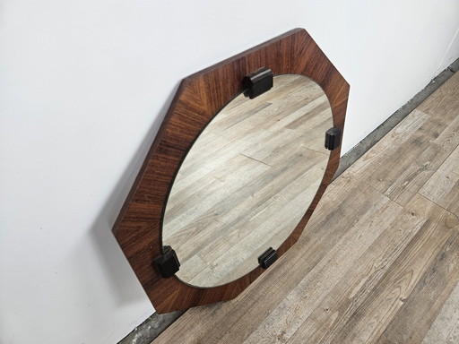 Miroir octogonal en teck 70s