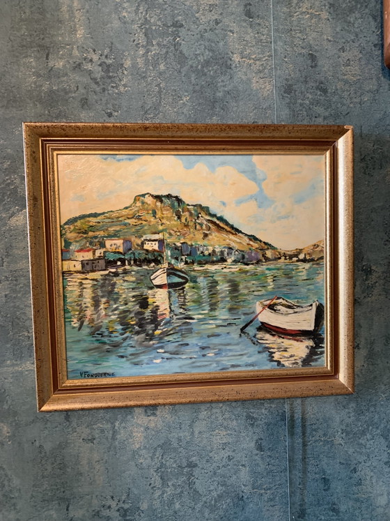 Sète - View of Mont Saint-Clair - 1970s - V. Fonquernie - Henri Portal Gallery – Paintings & Drawings, Wood (photo 10 of 15)